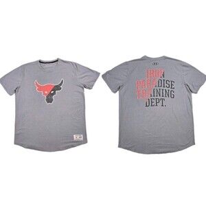 Mens Under Armour Project Rock Short Sleeve T Shirt XL Gray Iron Paradise